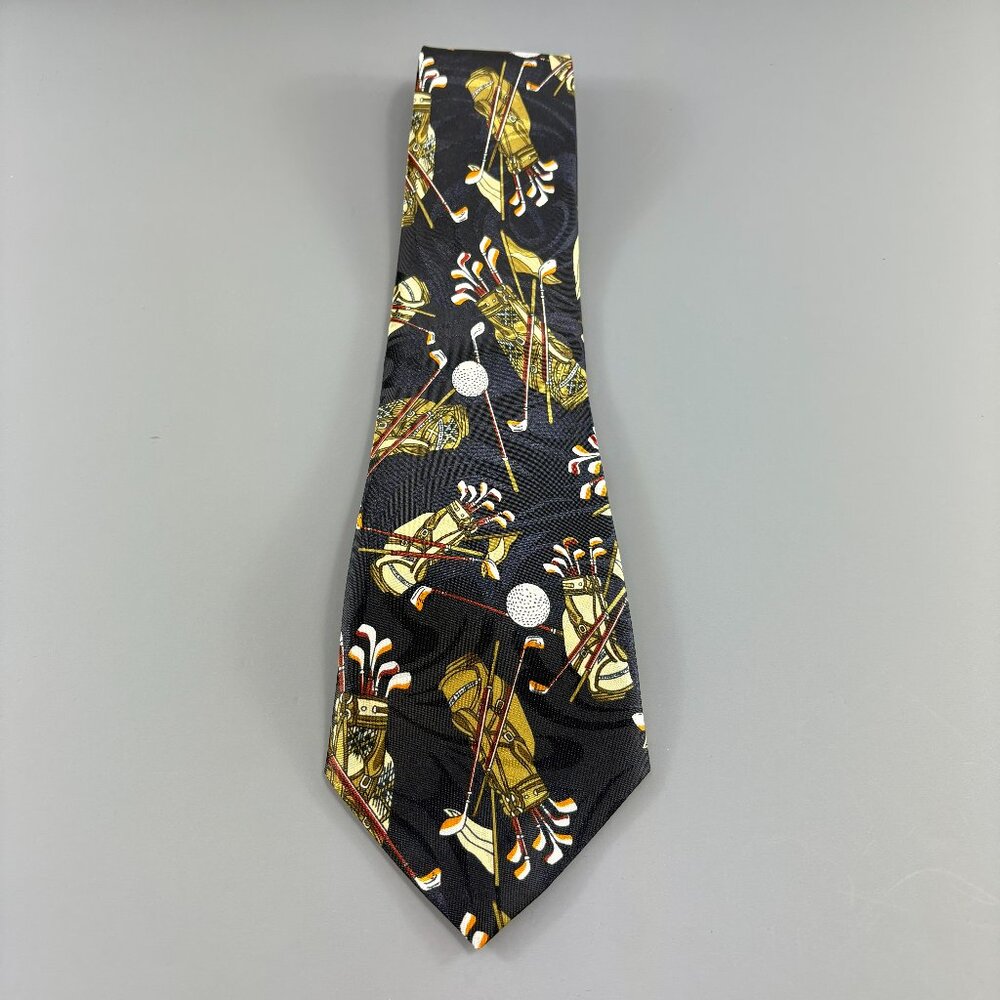 Studio 890 Black / Gold Golf Bags Men's Tie 4' x 60"